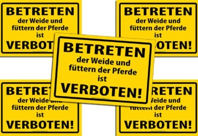 Stallschild | Weideschild | Betreten verboten 10 x 15 cm 5er Set