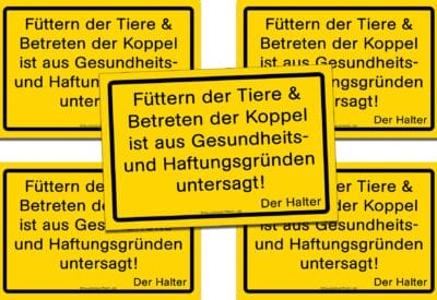 Stallschild | Weideschild | Füttern und Betreten verboten 10 x 15 cm 5er Set